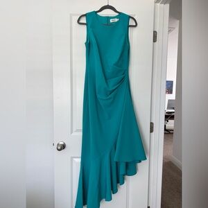 Eliza J Teal Sleeveless Draped High-Low Dress